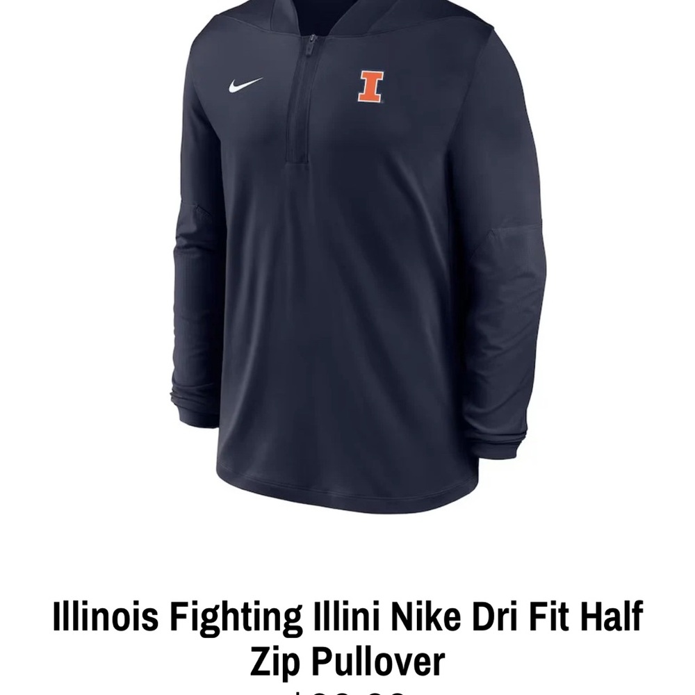 Nike Navy and Orange Team Pullover Half-Zip Hoodie